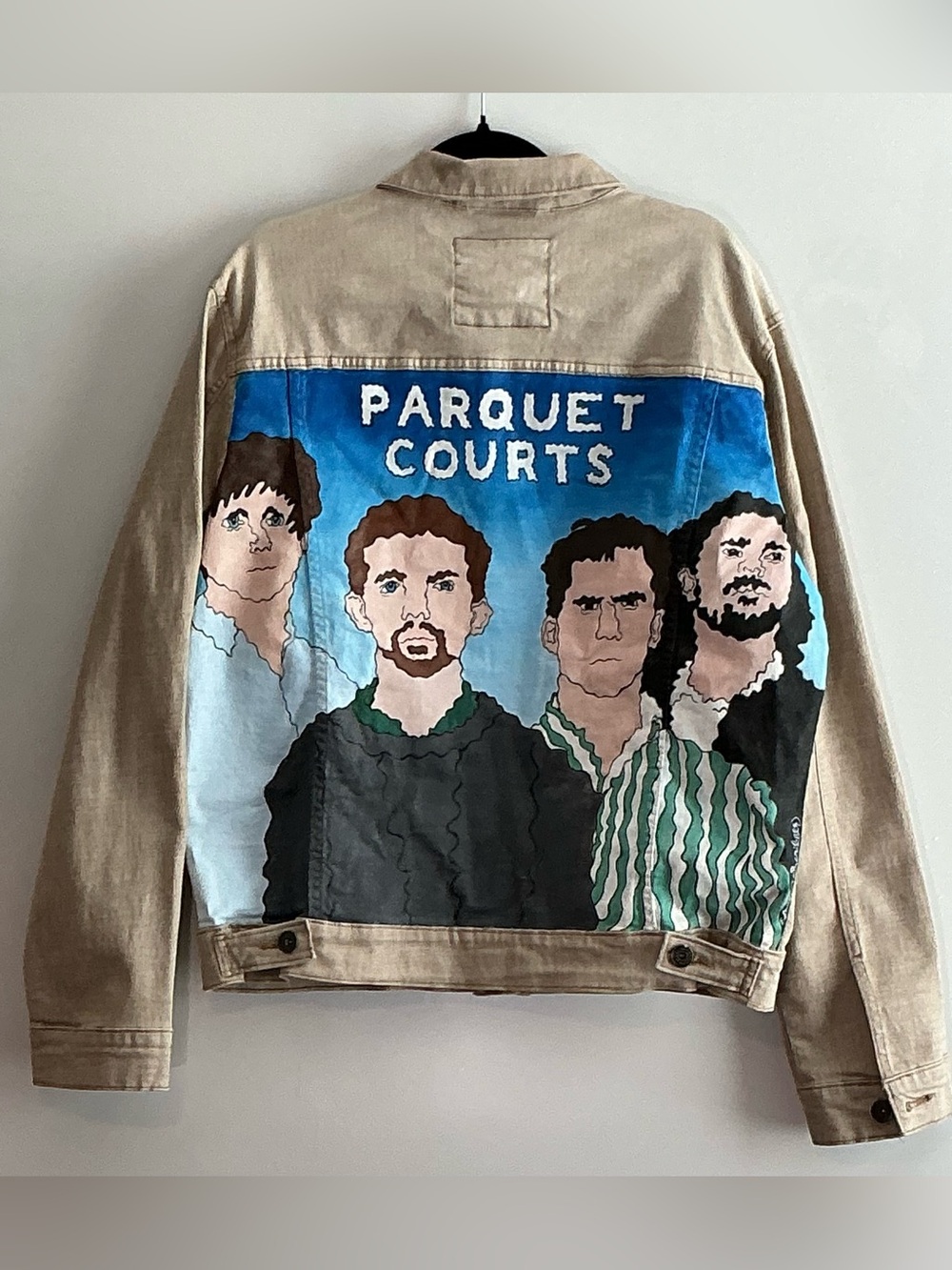Custom Hand Painted Parquet Courts Denim Jacket Signed OOAK Large